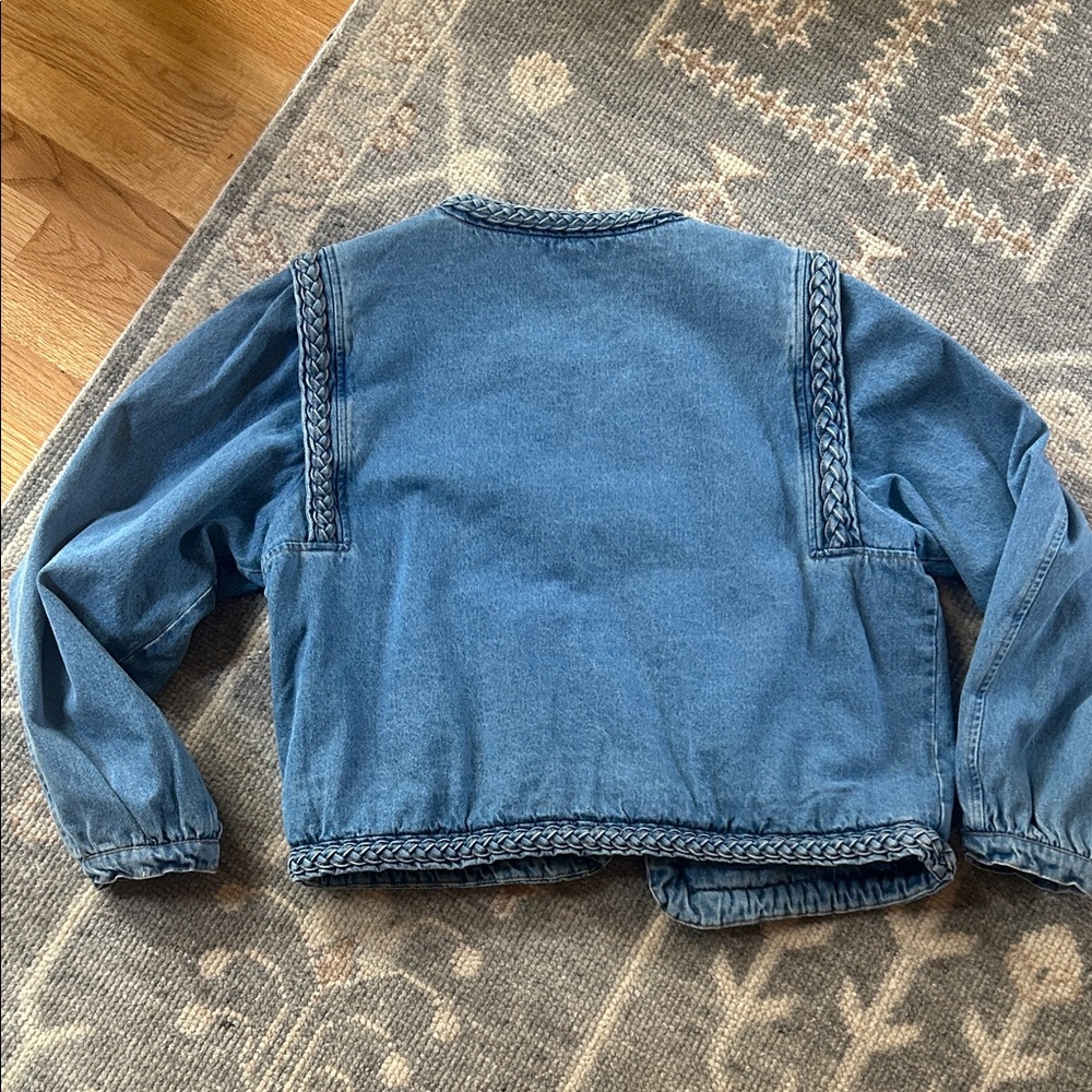 Women's Blue Denim Jacket with Braided Trim - Picture 2 of 3